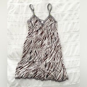 Victoria's Secret Zebra Animal Print Lingerie Slip Dress Chemise Gown Small